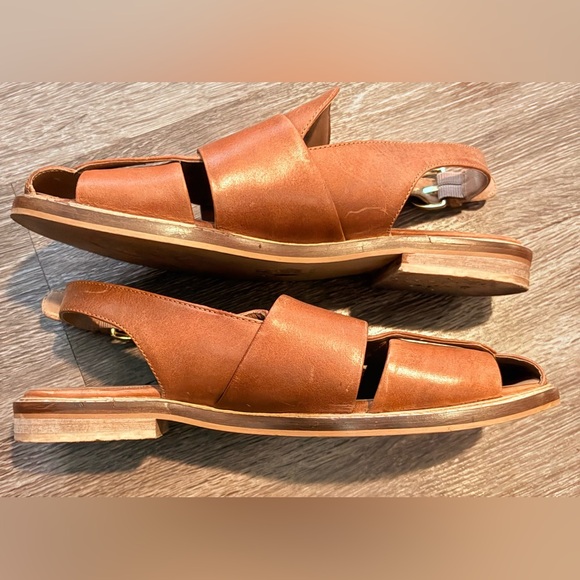 Free People Libby Fisher Brown Flats Leather Sandals Size 10 - Picture 6 of 9